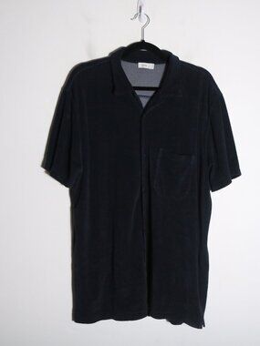 Closed Navy Terry Towelling Resort Shirt Mens Large Short Sleeve Button Down